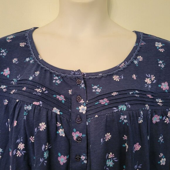 Dreams Co Blue Floral Nightgown 4X Cotton Long Modest House Dress‎ Lounge - Picture 6 of 7